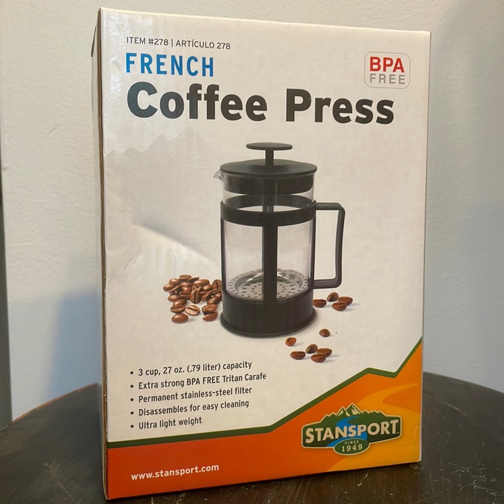 New Stansport French Coffee Press 27 oz, 3 cup